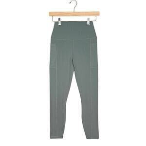 Spiritual Gangster Leggings | High Rise Green Yoga Pants w/ Side Pockets | Small